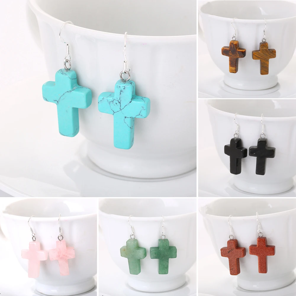 2020 New Fashion Natural Stone Opal Earrings Good Luck Cross Shaped Earring Quartz Stone Cross Earrings Women Girls Jewelry
2020 New Fashion Natural Stone Opal Earrings Good Luck Cross Shaped Earring Quartz Stone Cross Earrings Women Girls Jewelry