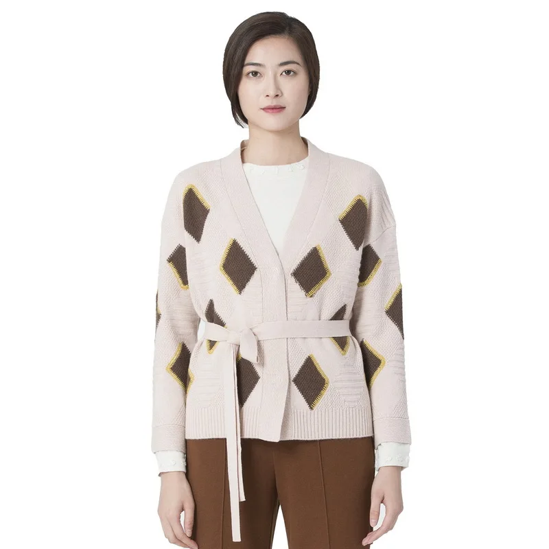Cardigan Women Autumn Winter 100% Wool Loose Oversize Vintage Geometric Belt Female Knitted Coat
Cardigan Women Autumn Winter 100% Wool Loose Oversize Vintage Geometric Belt Female Knitted Coat