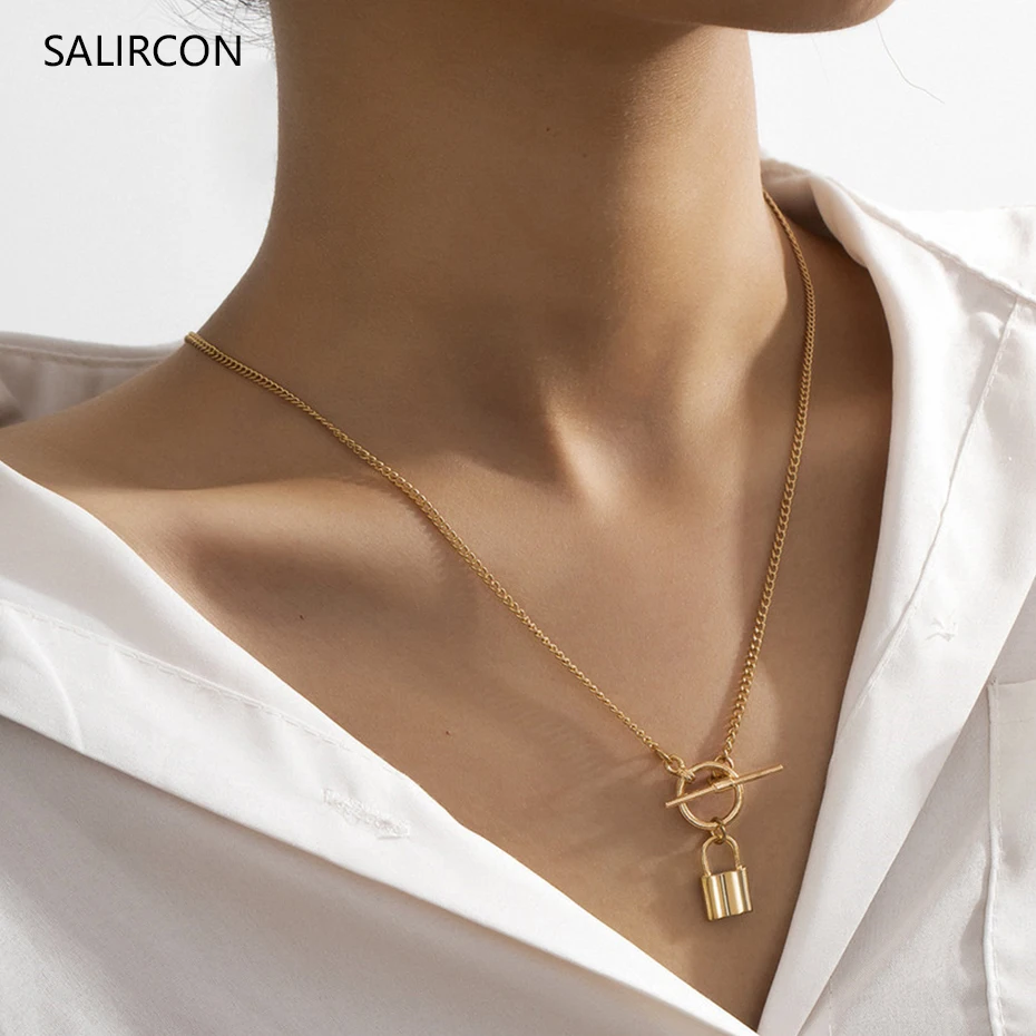 Salircon Punk Lock Pendant Choker Necklace Simple Gold Color Lasso Long Padlock Necklace for Women Men Couple Jewelry Collares
Salircon Punk Lock Pendant Choker Necklace Simple Gold Color Lasso Long Padlock Necklace for Women Men Couple Jewelry Collares