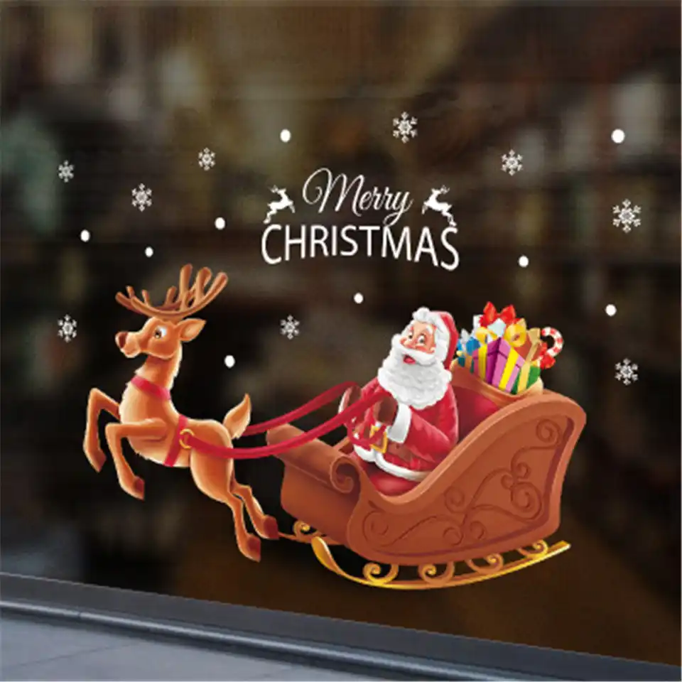 happy santa christmas wall sticker diy pvc self adhesive
