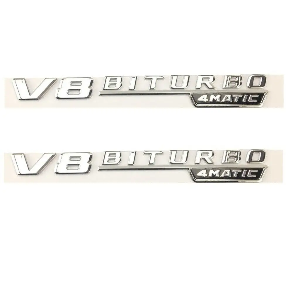 Chrome Fender Emblems Badges V8 BITURBO 4MATIC for Mercedes 2017+ | Автомобили и мотоциклы
