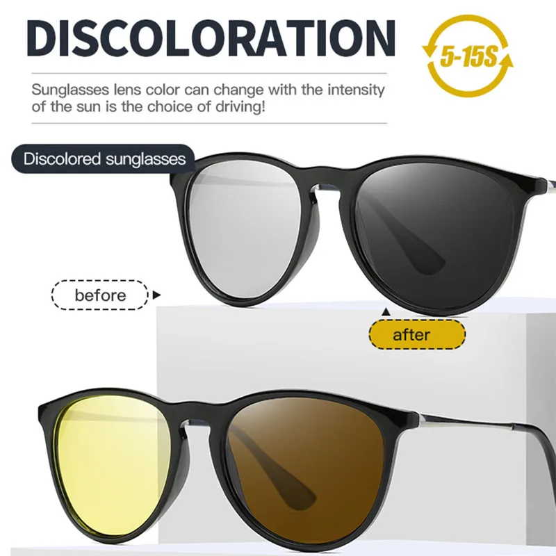 2021 New Retro Round Sunglasses Polarized Driving Photochromic Day Night Vision Goggle Glasses Women UV400 lentes de sol hombre
2021 New Retro Round Sunglasses Polarized Driving Photochromic Day Night Vision Goggle Glasses Women UV400 lentes de sol hombre