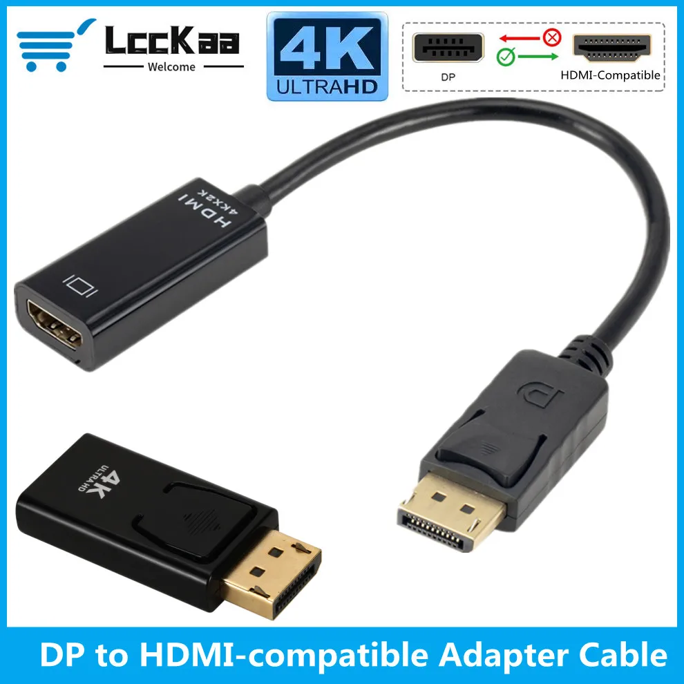 

LccKaa DisplayPort to HDMI-compatible Adapter Cable 4K DP to HDMI-compatible Converter For Connecting Laptop TV PC Projector