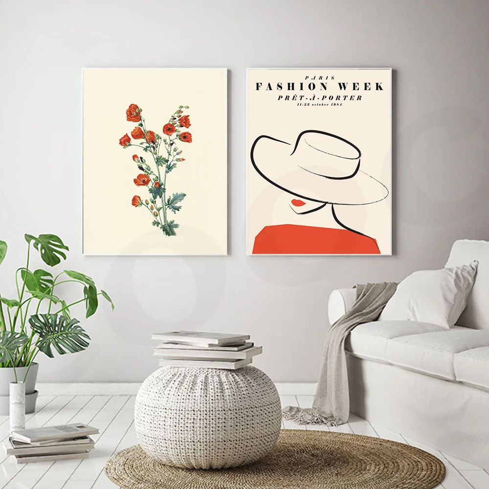 Nordic Fashion Woman with Hat Poster Prints Moderm Red Flower Wall Art Picture Bedroom Home Decoration HD Image
Nordic Fashion Woman with Hat Poster Prints Moderm Red Flower Wall Art Picture Bedroom Home Decoration HD Image