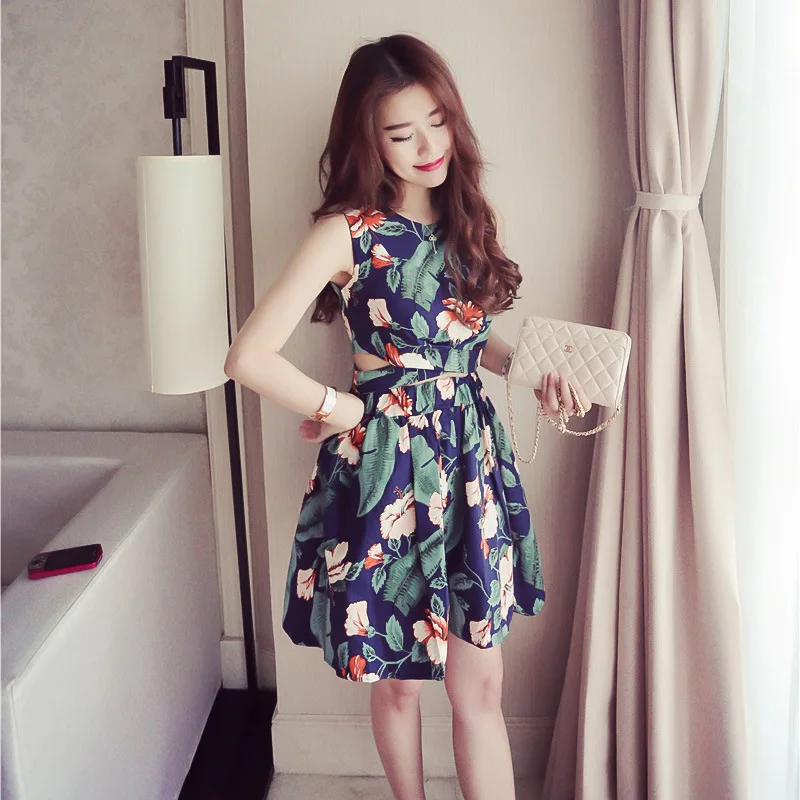 Slimming Korean-style Printed Sleeveless Set Slimming Floral-Print A- line Skirt Midi-skirt Two-Piece Women's
Slimming Korean-style Printed Sleeveless Set Slimming Floral-Print A- line Skirt Midi-skirt Two-Piece Women's