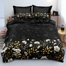 High Quality Black Floral Bed Linen Luxury Bedding Set Soft Duvet Cover Pillow Shams Twin Double Queen King Sizes For Bedroom
High Quality Black Floral Bed Linen Luxury Bedding Set Soft Duvet Cover Pillow Shams Twin Double Queen King Sizes For Bedroom