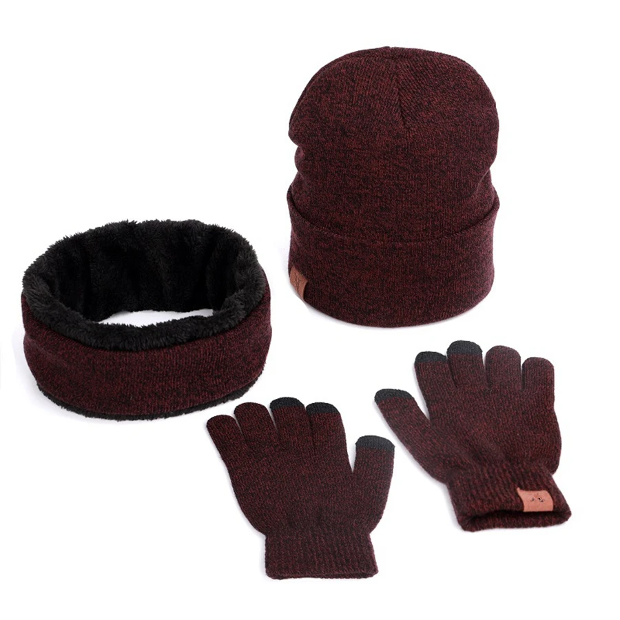 Комплекты зимние унисекс: шапка с шарфом и перчатками|Мужская Skullies & шапочки| |