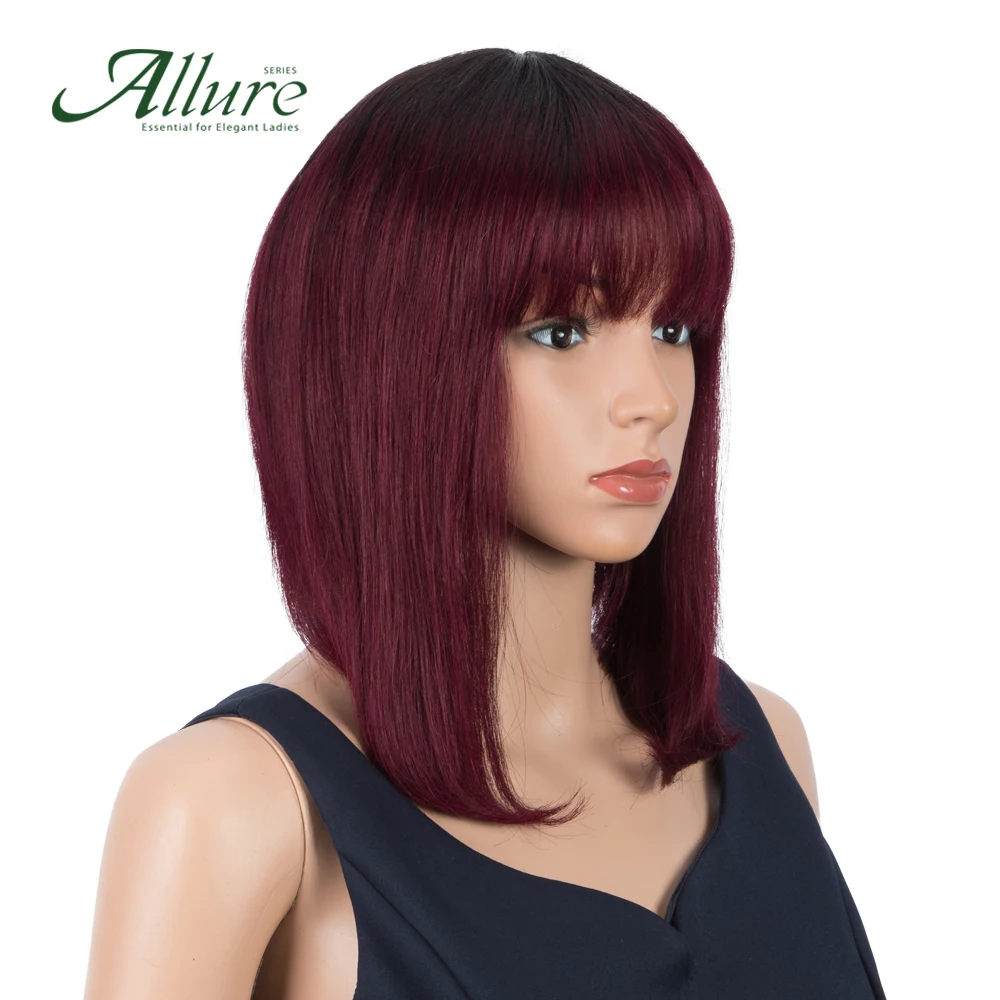 Allure Natural Short Straight Bob Wigs Human Brazilian Hair Wig Sale Colored Human Hair Wigs Carre Short Free SHipping (2)