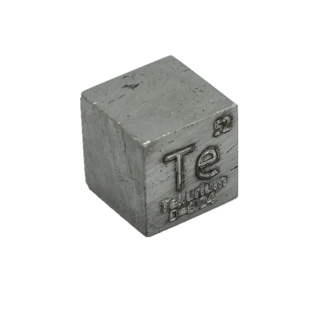 Кубик плотности Tellurium металлический 10 мм 99.99% чистый для коллекции элементов Te