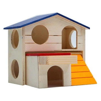 Pet Small Animal Hideout Hamster House Deluxe Two Layers Wooden Hut Play Toys Chews 
Pet Small Animal Hideout Hamster House Deluxe Two Layers Wooden Hut Play Toys Chews