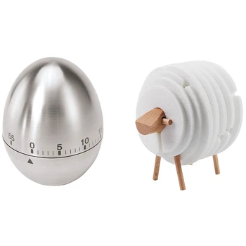 60 Minutes Stainless Steel Egg Cooker Timer (Silver) & Sheep Shape Anti Slip Cup Pads Coasters Insulated Round Felt
60 Minutes Stainless Steel Egg Cooker Timer (Silver) & Sheep Shape Anti Slip Cup Pads Coasters Insulated Round Felt