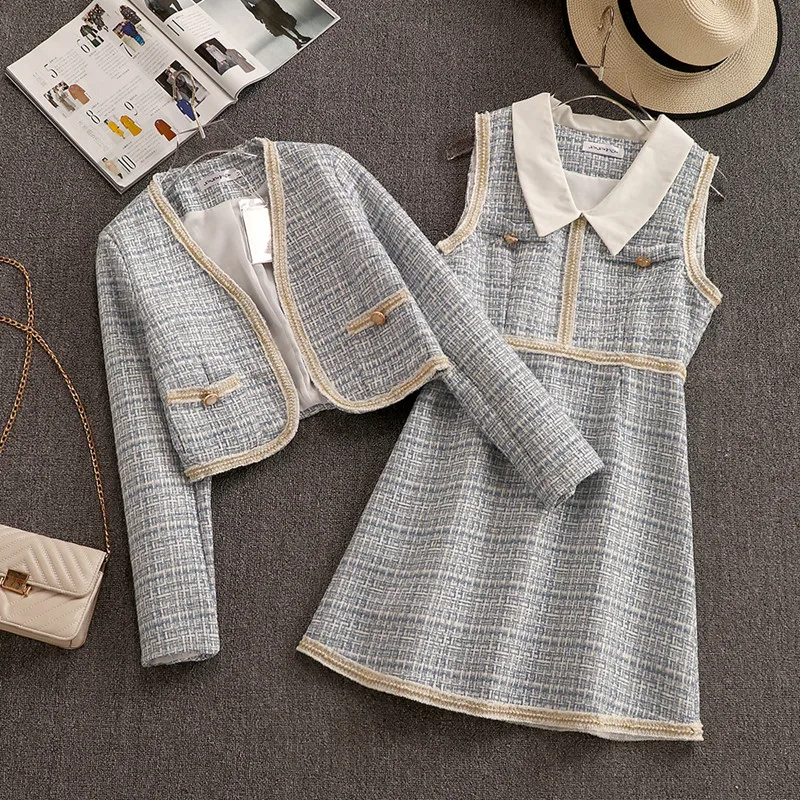 2020 Newest Autumn Two Piece Set Women's Outfits Tweed Woolen Short Jacket Coat + Vest Dress Suits Ladies Fashion Ensemble Femme
2020 Newest Autumn Two Piece Set Women's Outfits Tweed Woolen Short Jacket Coat + Vest Dress Suits Ladies Fashion Ensemble Femme