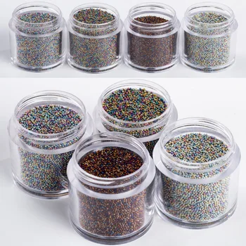 

1Jar 0.8mm 3D Mini Glass-Ball Caviar Micro Beads For Nail Art Decoration 15g Crystal Studs Glass Caviar Tiny Micro Beads PA112