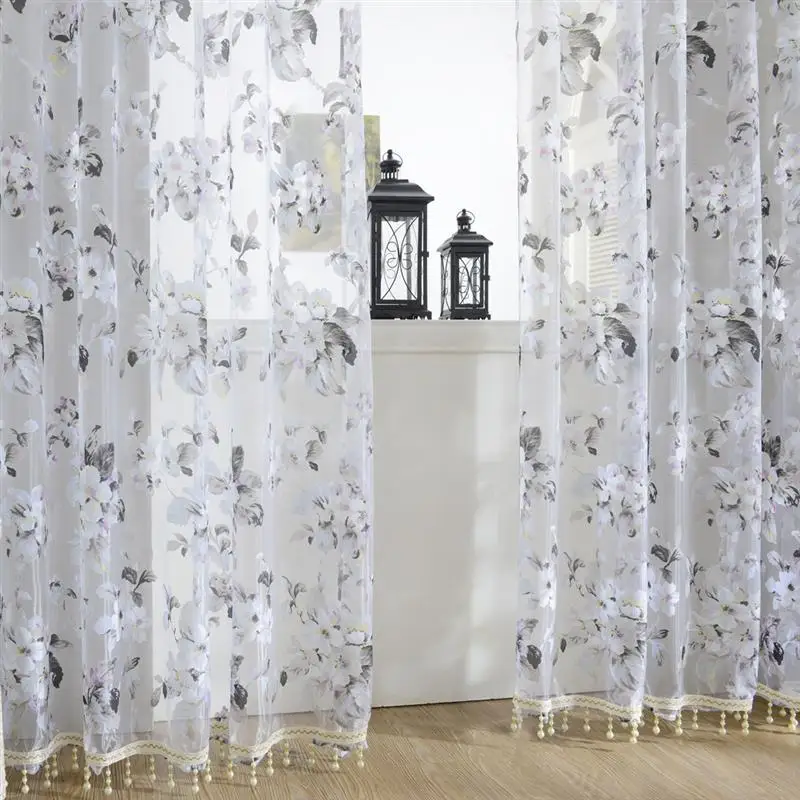 Прозрачные шторы с цветами орхидеи оконные марлевые дверные шарфы занавески