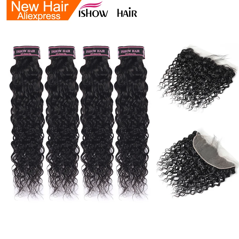 Ishow Ear To Ear Lace Frontal Closure With Bundles Peruvian Water Wave Human Hair 4 Bundles With Frontal Non Remy Hair Extension
Ishow Ear To Ear Lace Frontal Closure With Bundles Peruvian Water Wave Human Hair 4 Bundles With Frontal Non Remy Hair Extension