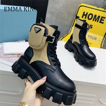 2020 Women Genuine Leather Platform Ankle Boots Thick Bottom Punk Botas Mujer Detachable Bags Female Gothic Punk Knight Boots
2020 Women Genuine Leather Platform Ankle Boots Thick Bottom Punk Botas Mujer Detachable Bags Female Gothic Punk Knight Boots