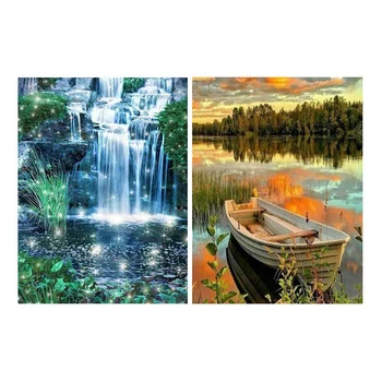 2 Set Embroidery Diamond Painting DIY Cross Stitch Home Decor, Waterfall & Boat By the Lake
2 Set Embroidery Diamond Painting DIY Cross Stitch Home Decor, Waterfall & Boat By the Lake
