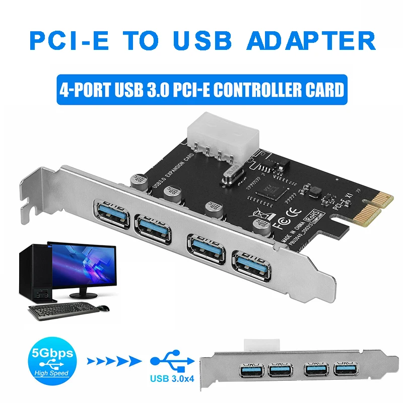 PCI-E To 4 Ports 5Gbps USB 3.0 Controller Expansion Adapter Card For PC Desktop Expansion Card Built In Connectors
PCI-E To 4 Ports 5Gbps USB 3.0 Controller Expansion Adapter Card For PC Desktop Expansion Card Built In Connectors