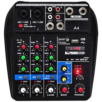 Eu Plug A4 Sound Mixing Console Bluetooth Usb Record Computer Playback 48V Phantom Power Delay Repaeat Effect 4 Channels Usb A 
Eu Plug A4 Sound Mixing Console Bluetooth Usb Record Computer Playback 48V Phantom Power Delay Repaeat Effect 4 Channels Usb A