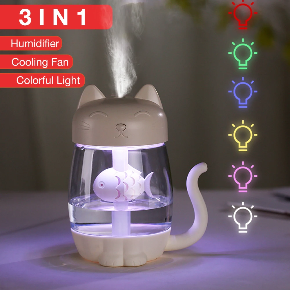350ml Cat Ultrasonic Air Humidifier with Mini Fan light Aroma Essential Humidifier Oil Diffuser Ultrasonic Cool Mist Car
350ml Cat Ultrasonic Air Humidifier with Mini Fan light Aroma Essential Humidifier Oil Diffuser Ultrasonic Cool Mist Car