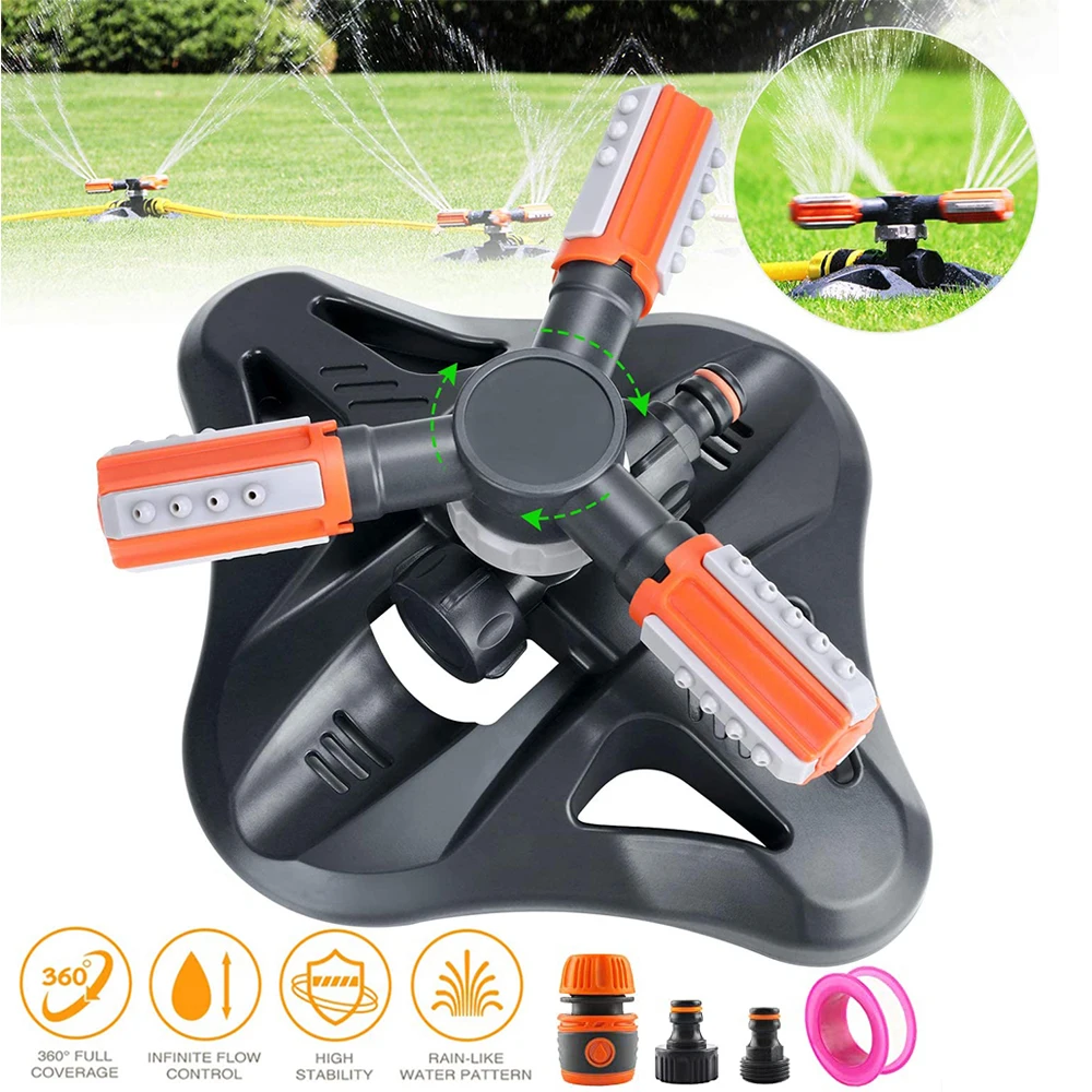 Adjustable 360 Degree 3-arm Rotating Sprinklers Grass Lawn Automatic Watering Nozzles Garden Agriculture Irrigation Device
Adjustable 360 Degree 3-arm Rotating Sprinklers Grass Lawn Automatic Watering Nozzles Garden Agriculture Irrigation Device