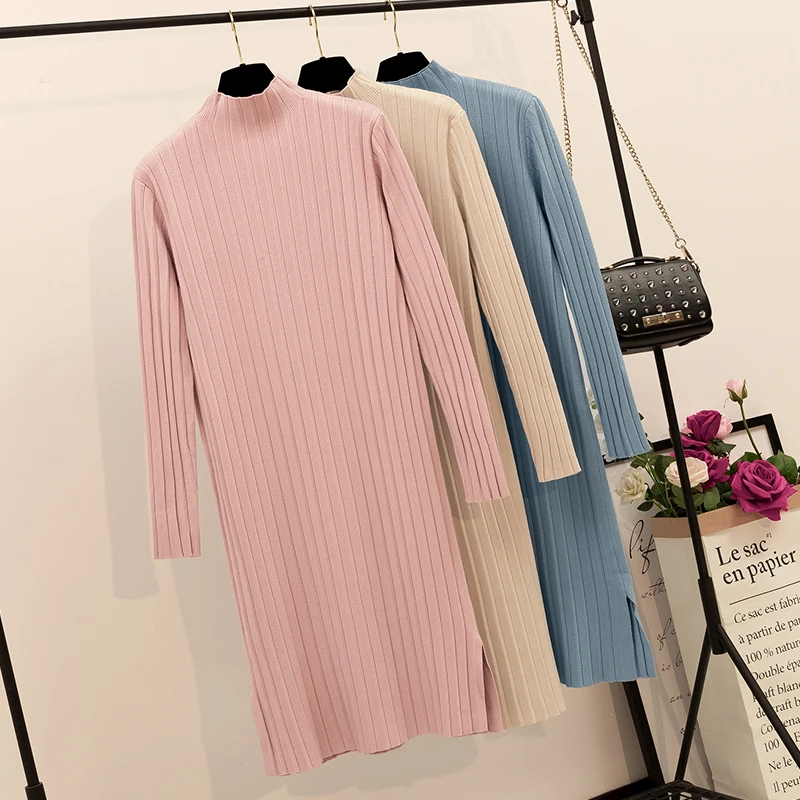GIGOGOU Autumn Winter Long Straight Women Dress Turtlneck Thick Warm Ribbed Knitted Pullover Dress Loose Casual Vintage Dress 
GIGOGOU Autumn Winter Long Straight Women Dress Turtlneck Thick Warm Ribbed Knitted Pullover Dress Loose Casual Vintage Dress