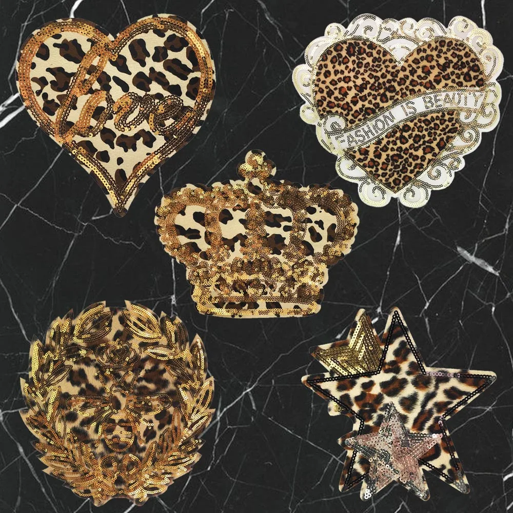 2 pieces Fashion heart Crown Bee stars Sequins Patches Badges Love Leopard Fabric Applique Sew on Clothes Decorated 
2 pieces Fashion heart Crown Bee stars Sequins Patches Badges Love Leopard Fabric Applique Sew on Clothes Decorated