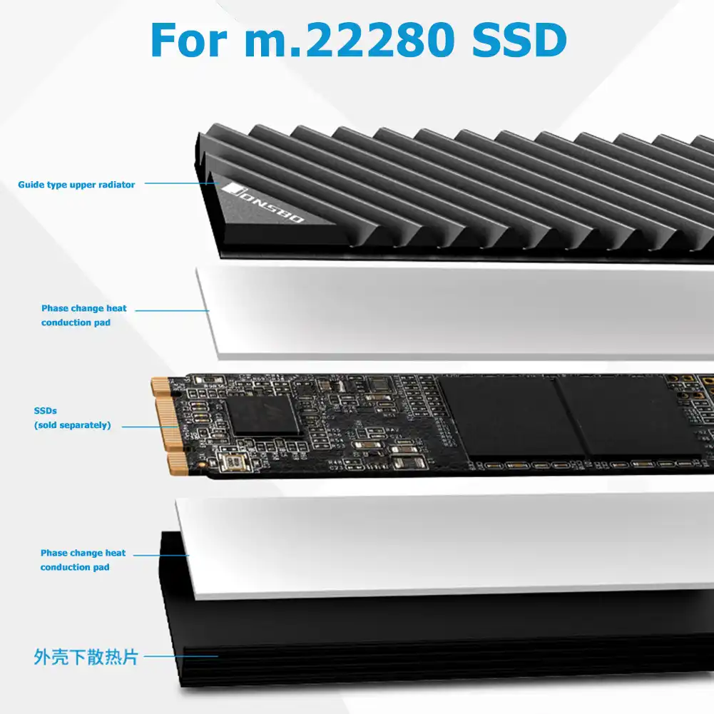 Радиатор Jonsbo M.2 SSD NVMe M2 2280 твердотельный жесткий диск алюминиевый радиатор с
