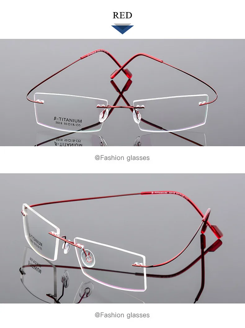 5Z18 Tytanowe Lekkie okulary korekcyjne bezramkowe Elastyczne zauszniki z pamięcią -0,5 -1 -1,5 -2 -2,5 -3 -4 -5 17 H8c782e42385e424cb9ea6741ed627b18Z