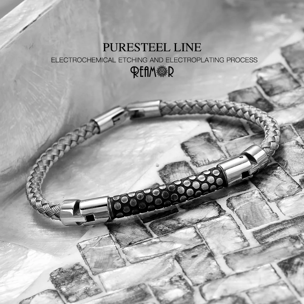 REAMOR Silver Tone CNC Structural Mechanical Men Bracelets Snake Skin Texture Stainless steel Wire Bracelet For Dazzle Cool Boy
REAMOR Silver Tone CNC Structural Mechanical Men Bracelets Snake Skin Texture Stainless steel Wire Bracelet For Dazzle Cool Boy