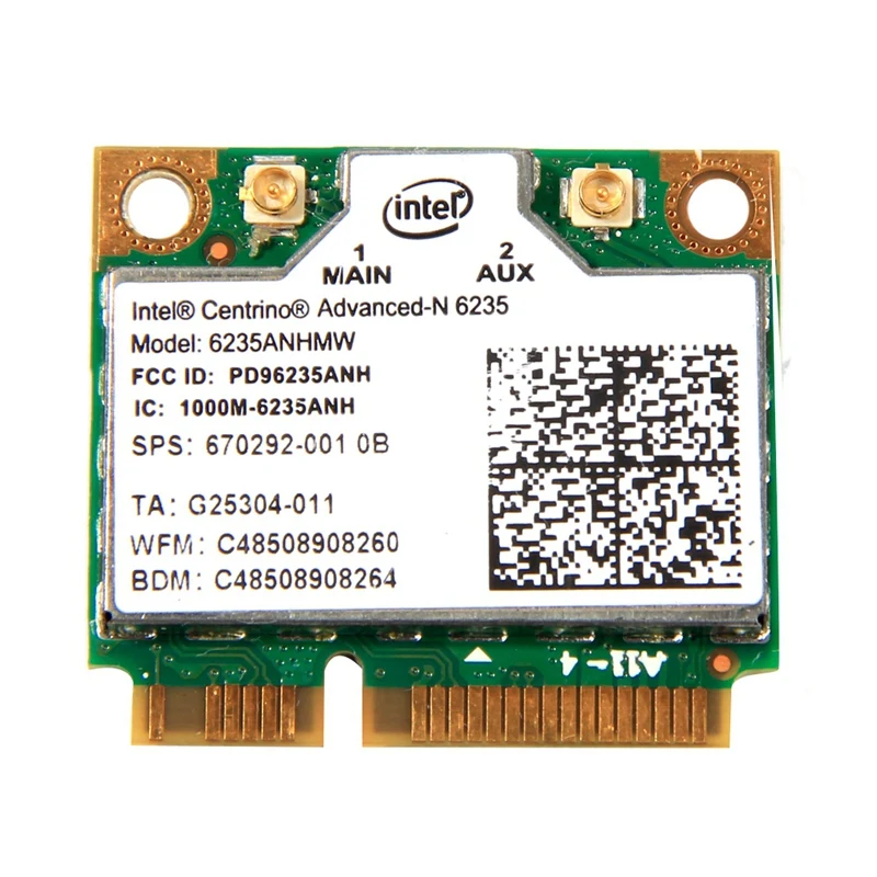 Dual Band 300Mbps Wireless Bluetooth 4.0 for Intel Centrino Advanced-N 6235 6235ANHMW Half Mini PCI-E Wifi Card 802.11Agn
Dual Band 300Mbps Wireless Bluetooth 4.0 for Intel Centrino Advanced-N 6235 6235ANHMW Half Mini PCI-E Wifi Card 802.11Agn