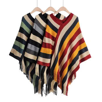 2019 New Autumn WInter Cloak V-neck Knitted Loose Stripe With Tassel Casual Pullover Female Sweater Coat
2019 New Autumn WInter Cloak V-neck Knitted Loose Stripe With Tassel Casual Pullover Female Sweater Coat