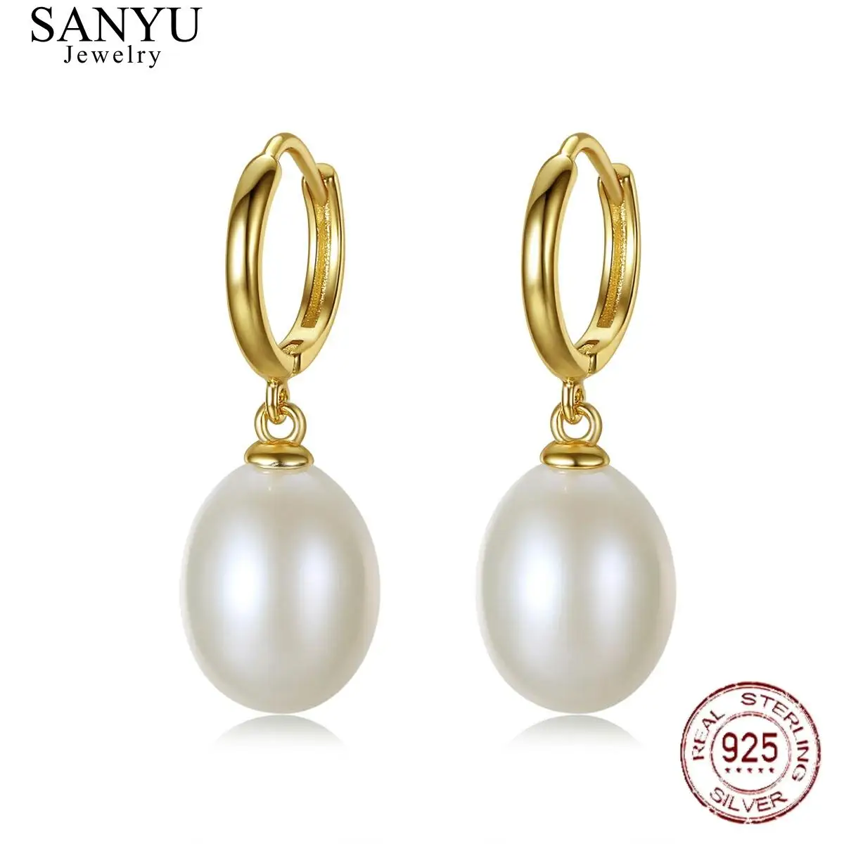 SANYU 925 Sterling Silver Yellow Gold Oval Pearl Earrings Hoops 10-11mm Natural Freshwater Pearl Earrings for Women Fine Jewelry
SANYU 925 Sterling Silver Yellow Gold Oval Pearl Earrings Hoops 10-11mm Natural Freshwater Pearl Earrings for Women Fine Jewelry