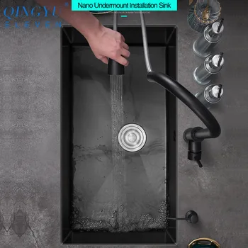 QINGYU ELEVEN Kitchen Sink Nanometer Black 304 Stainless Steel Single Large Size Kitchen Sink Under Counter Sink
QINGYU ELEVEN Kitchen Sink Nanometer Black 304 Stainless Steel Single Large Size Kitchen Sink Under Counter Sink