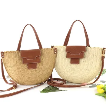 New Semi-circular Paper Woven Straw Bag Retro Leather Cover Messenger Woven Bag Shoulder Summer Female Beach Travel Bag
New Semi-circular Paper Woven Straw Bag Retro Leather Cover Messenger Woven Bag Shoulder Summer Female Beach Travel Bag