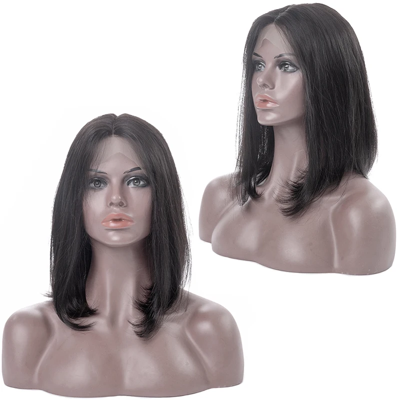 Бразильские прямые короткие парики для женщин дешевый парик средней длины со