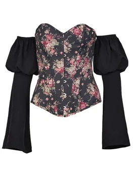 Sweet Ladies Corset Top Sexy Off Shoulder Long Sleeve Floral Print Blouse Shirt Lace Up Bandage Vintage Gothic Victorian Shirt
Sweet Ladies Corset Top Sexy Off Shoulder Long Sleeve Floral Print Blouse Shirt Lace Up Bandage Vintage Gothic Victorian Shirt