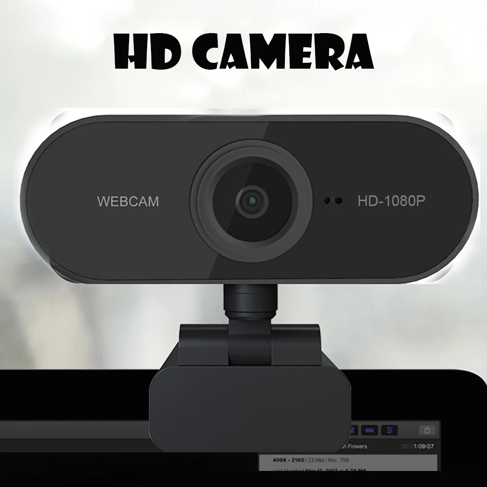 Electronics - Mini Rotatable HD 1080P Webcam Computer PC Web Camera with Microphone Cameras for Live Broadcast Video Calling Conference Work