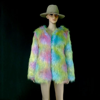 2019 Autumn Winter Women Faux Fur Coat Warm Long Sleeve Rainbow Color Jacket Coat Elegant Lady Coat Female Manteau Femme Hiver
2019 Autumn Winter Women Faux Fur Coat Warm Long Sleeve Rainbow Color Jacket Coat Elegant Lady Coat Female Manteau Femme Hiver