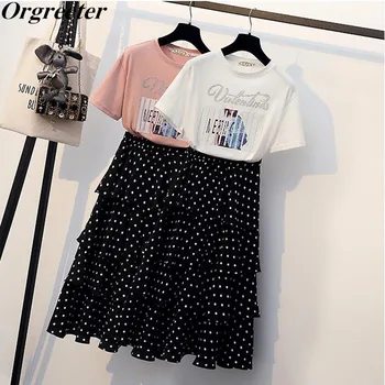 Plus Size Skirts Set 2020 New Summer Women's Two-piece Rhinestone Printted Tshirt + Elastic Waist Layered ruffles Dot Skirts Set
Plus Size Skirts Set 2020 New Summer Women's Two-piece Rhinestone Printted Tshirt + Elastic Waist Layered ruffles Dot Skirts Set