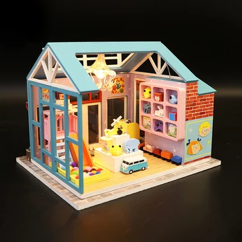 Wooden Miniature Dollhouse Handmade Assembly Model House Kids Toy with LED Bulb Handmade Educational for Children Child Gifts
Wooden Miniature Dollhouse Handmade Assembly Model House Kids Toy with LED Bulb Handmade Educational for Children Child Gifts