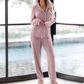 Home Loose V Neck Drawstring Closure Women Soft Adult Long Sleeve Loungewear Sleeping Travel Pajama Set Button Down Two Piece
Home Loose V Neck Drawstring Closure Women Soft Adult Long Sleeve Loungewear Sleeping Travel Pajama Set Button Down Two Piece