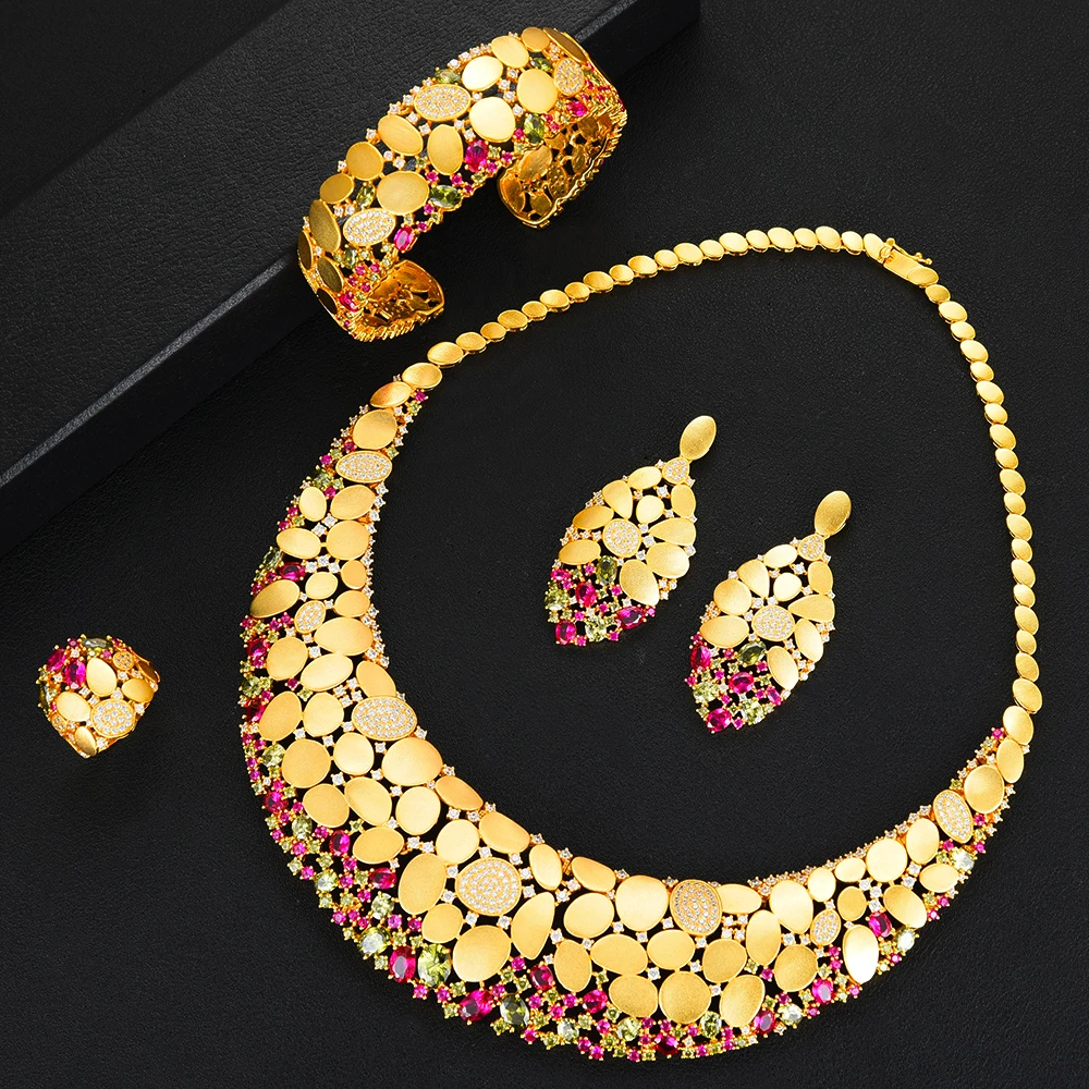KellyBola Indian Russian Bride Wedding 4PCS Jewelry Sets For Women Luxury Noble CZ Necklace/Bracelet/Earrings/Ring Jewelry
KellyBola Indian Russian Bride Wedding 4PCS Jewelry Sets For Women Luxury Noble CZ Necklace/Bracelet/Earrings/Ring Jewelry