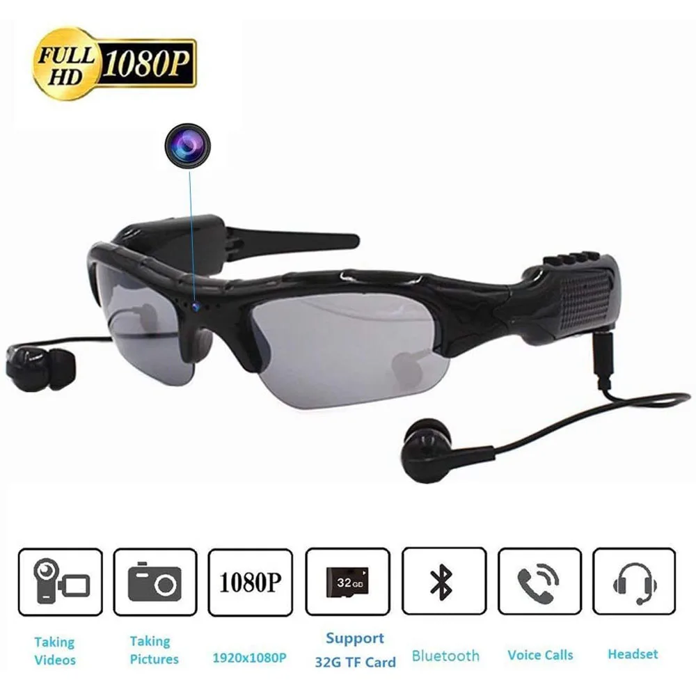 Mini Camera Multi-function Sunglasseswith Bluetooth Headset Sports Video Recorder Polarized Lens Sun Glass 1080P Camcorder
Mini Camera Multi-function Sunglasseswith Bluetooth Headset Sports Video Recorder Polarized Lens Sun Glass 1080P Camcorder