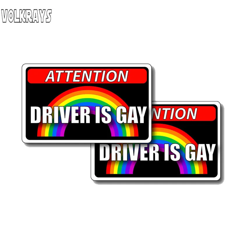 Volkrays 2 X Creative Car Sticker Driver Is Gay Accessories Reflective Waterproof Cover Scratches Sunscreen PVC Decal 5cm*10cm | Автомобили