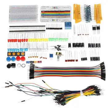 Electronic Components Base Starters Kits With Breadboard Resistor Capacitor LED Jumper Cable For With Plastic Box Package
Electronic Components Base Starters Kits With Breadboard Resistor Capacitor LED Jumper Cable For With Plastic Box Package
