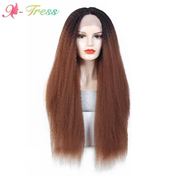 X-TRESS Kinky Curly Synthetic Wigs Ombre Light Brown Middle Part Lace Front Wig for Women Loose Long Hair Natural Density Wig
X-TRESS Kinky Curly Synthetic Wigs Ombre Light Brown Middle Part Lace Front Wig for Women Loose Long Hair Natural Density Wig