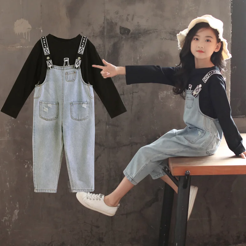 19 Girls Spring And Autumn Cowboy Suspender Pants Two-Piece Set Long-sleeved Sweater Casual Korean-style Trend Set 
19 Girls Spring And Autumn Cowboy Suspender Pants Two-Piece Set Long-sleeved Sweater Casual Korean-style Trend Set