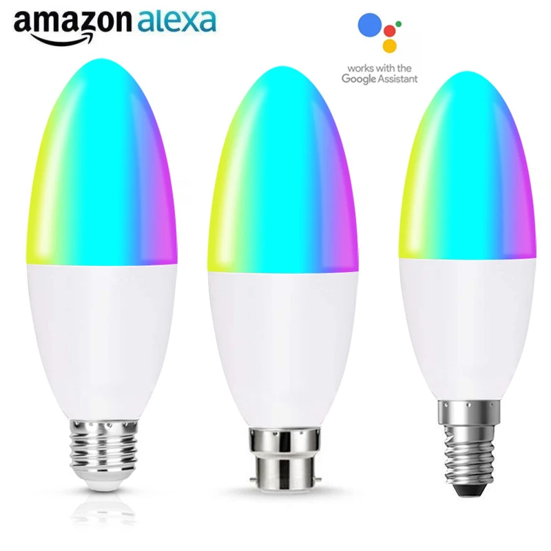 Smart LED Candle Bulb WIFI Lamp 6W AC85-265V E27 E14 B22 E26 Dimmable Light APP Remote Control Work with Alexa Google Home
Smart LED Candle Bulb WIFI Lamp 6W AC85-265V E27 E14 B22 E26 Dimmable Light APP Remote Control Work with Alexa Google Home