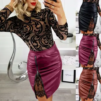 New Women's Sexy Bandage PU Leather Skirt High Waist Pencil Bodycon Short Mini Skirt
New Women's Sexy Bandage PU Leather Skirt High Waist Pencil Bodycon Short Mini Skirt